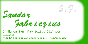 sandor fabriczius business card